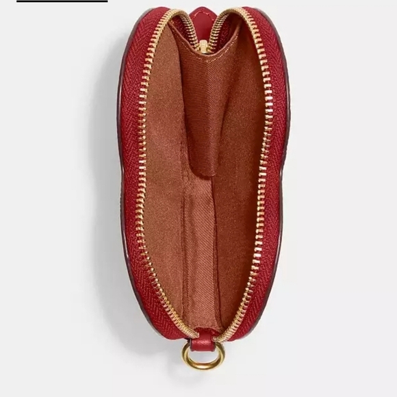 🔹️Coach Heart Coin Case In Signature Canvas With Red Print Love Purse Wristlet - Picture 3 of 7